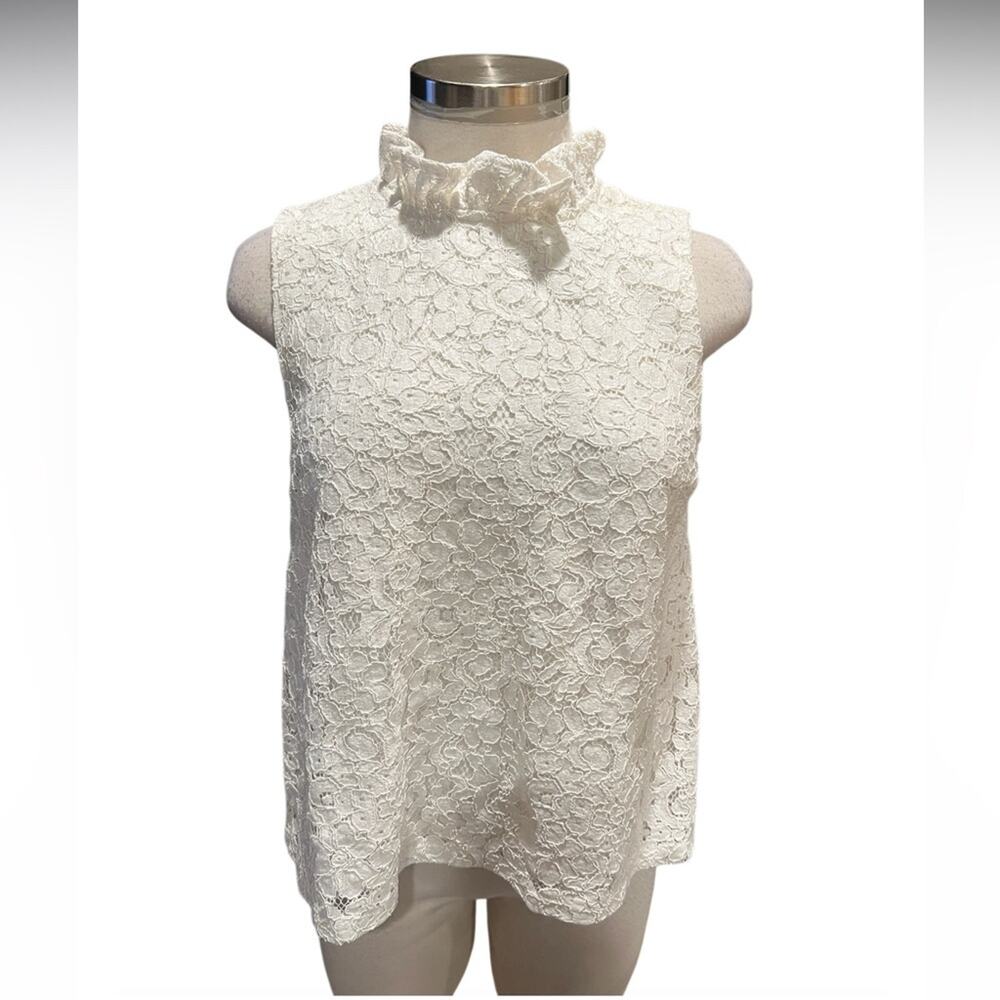 Sunday In Brooklyn Lace Mock Neck Top White Size Small NWT